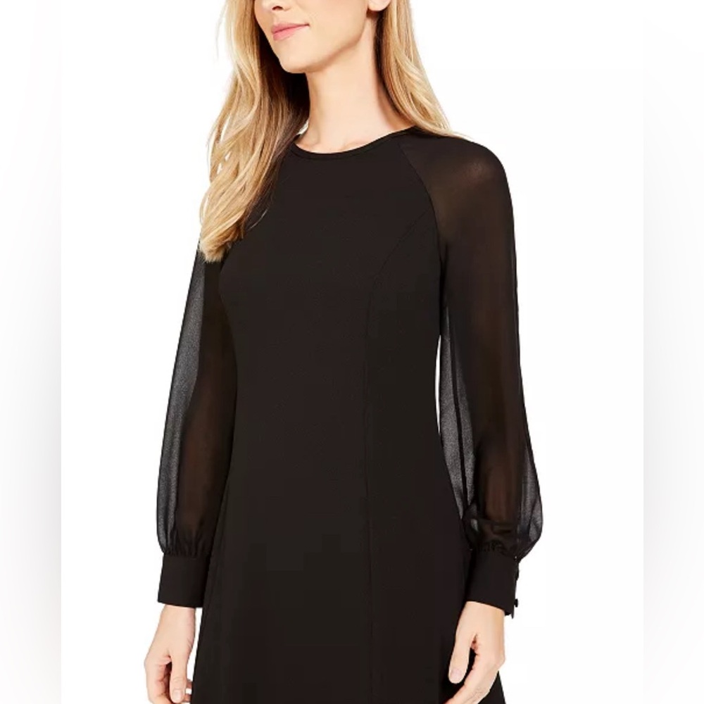 Calvin Klein Dress A-Line Black Illusion Long Sleeve Size 8 NWT